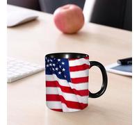 EMCLKS Mug en céramique, 330ml, tasse à thé, tasse cafe, tasse drole, cadeau drole, cadeau homme, mug cafe, Le drapeau américain, avec sa texture froissée et son état flottant, en tant qu'emblème
