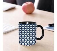 EMCLKS Mug en céramique, 330ml, tasse à thé, tasse cafe, tasse drole, cadeau drole, cadeau homme, mug cafe, Marine, Cercles vintage avec figures ovales rondes superposées, Anciens,