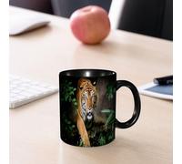 EMCLKS Mug en céramique, 330ml, tasse à thé, tasse cafe, tasse drole, cadeau drole, cadeau homme, mug cafe, Portraits rapprochés de tigres du Bengale.