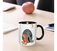 EMCLKS Mug en céramique, 330ml, tasse à thé, tasse cafe, tasse drole, cadeau drole, cadeau homme, mug cafe, Carte de vœux romantique avec un ours et un renard. Carte sur l'amitié. Je t'aime jusqu