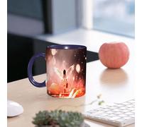EMCLKS Mug en céramique, 330ml, tasse à thé, tasse cafe, tasse drole, cadeau drole, cadeau homme, mug cafe, Illustration conceptuelle de l'aventure d'un petit ange dans une nuit étoilée (fond 3D)