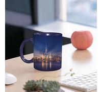 EMCLKS Mug en céramique, 330ml, tasse à thé, tasse cafe, tasse drole, cadeau drole, cadeau homme, mug cafe, Ville, New York Skyline Manhattan après le coucher du soleil Métropole Centre-ville Pan