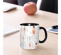 EMCLKS Mug en céramique, 330ml, tasse à thé, tasse cafe, tasse drole, cadeau drole, cadeau homme, mug cafe, Anatomie humaine, tableau complet des différentes structures corporelles et de la vie c