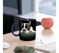 EMCLKS Mug en céramique, 330ml, tasse à thé, tasse cafe, tasse drole, cadeau drole, cadeau homme, mug cafe, Bouledogue français, portrait d'un torero français paresseux sur fond noir