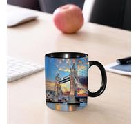 EMCLKS Mug en céramique, 330ml, tasse à thé, tasse cafe, tasse drole, cadeau drole, cadeau homme, mug cafe, Vue de Londres sur le Tower Bridge au coucher du soleil, avec la Tamise et les nuages f