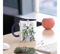 EMCLKS Mug en céramique, 330ml, tasse à thé, tasse cafe, tasse drole, cadeau drole, cadeau homme, mug cafe, Concept de serre de jardinage. Jardin en verre, fleurs et plantes en pot. Illustration