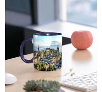 EMCLKS Mug en céramique, 330ml, tasse à thé, tasse cafe, tasse drole, cadeau drole, cadeau homme, mug cafe, L'horizon d'Édimbourg vu depuis Calton Hill, en Écosse