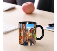 EMCLKS Mug en céramique, 330ml, tasse à thé, tasse cafe, tasse drole, cadeau drole, cadeau homme, mug cafe, Échoppe européenne, paysage urbain de Venise, canal étroit, bâtiments anciens tradition