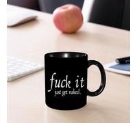 EMCLKS Mug en céramique, 330ml, tasse à thé, tasse cafe, tasse drole, cadeau drole, cadeau homme, mug cafe, Un paragraphe de texte sur fond noir : « Tant pis, déshabille-toi. »