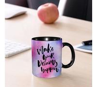 EMCLKS Mug en céramique, 330ml, tasse à thé, tasse cafe, tasse drole, cadeau drole, cadeau homme, mug cafe, Citations inspirantes, pour que les rêves deviennent réalité