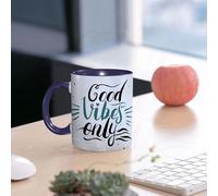 EMCLKS Mug en céramique, 330ml, tasse à thé, tasse cafe, tasse drole, cadeau drole, cadeau homme, mug cafe, Art textuel, énergie positive, écriture manuscrite, pois, calligraphie, lignes
