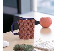 EMCLKS Mug en céramique, 330ml, tasse à thé, tasse cafe, tasse drole, cadeau drole, cadeau homme, mug cafe, Motif de carreaux marocain vintage à motifs ovales, figures de mandala ottomanes décora