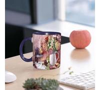 EMCLKS Mug en céramique, 330ml, tasse à thé, tasse cafe, tasse drole, cadeau drole, cadeau homme, mug cafe, Nature morte à l'aquarelle avec des fruits et une bouteille de vin