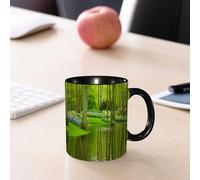 EMCLKS Mug en céramique, 330ml, tasse à thé, tasse cafe, tasse drole, cadeau drole, cadeau homme, mug cafe, nature, forêt avec lac, jardin hollandais, forêt pastorale, botanique, parterre de fle