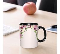 EMCLKS Mug en céramique, 330ml, tasse à thé, tasse cafe, tasse drole, cadeau drole, cadeau homme, mug cafe, Décorations de roses, roses et baies de lisianthus, décoration d'arche, réception de ma