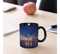 EMCLKS Mug en céramique, 330ml, tasse à thé, tasse cafe, tasse drole, cadeau drole, cadeau homme, mug cafe, Ville, New York Skyline Manhattan après le coucher du soleil Métropole Centre-ville Pan