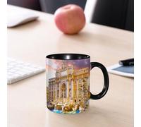 EMCLKS Mug en céramique, 330ml, tasse à thé, tasse cafe, tasse drole, cadeau drole, cadeau homme, mug cafe, Fontaine de Trevi, porte-bonheur, histoire de l'art et de l'architecture mondiale