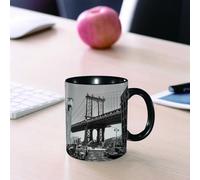 EMCLKS Mug en céramique, 330ml, tasse à thé, tasse cafe, tasse drole, cadeau drole, cadeau homme, mug cafe, Paysage, Brooklyn, New York, États-Unis. Bridge Street, un monument emblématique, avec
