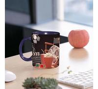 EMCLKS Mug en céramique, 330ml, tasse à thé, tasse cafe, tasse drole, cadeau drole, cadeau homme, mug cafe, Thème de film, clap de cinéma, popcorn et bobines de film