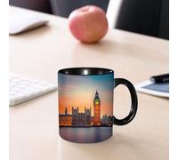 EMCLKS Mug en céramique, 330ml, tasse à thé, tasse cafe, tasse drole, cadeau drole, cadeau homme, mug cafe, Londres, vue féerique de Big Ben et du Parlement au coucher du soleil à Londres