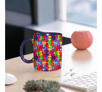 EMCLKS Mug en céramique, 330ml, tasse à thé, tasse cafe, tasse drole, cadeau drole, cadeau homme, mug cafe, Pièce de puzzle colorée pour la sensibilisation à l'autisme