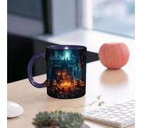 EMCLKS Mug en céramique, 330ml, tasse à thé, tasse cafe, tasse drole, cadeau drole, cadeau homme, mug cafe, Concept de célébration effrayante de la citrouille d'Halloween