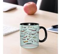EMCLKS Mug en céramique, 330ml, tasse à thé, tasse cafe, tasse drole, cadeau drole, cadeau homme, mug cafe, Décoration d'avions, avions, aviation, hélicoptères et jets (dessin animé)