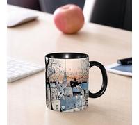 EMCLKS Mug en céramique, 330ml, tasse à thé, tasse cafe, tasse drole, cadeau drole, cadeau homme, mug cafe, Montmartre à Paris avec la tour Eiffel - illustration vectorielle