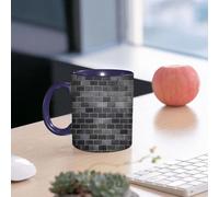 EMCLKS Mug en céramique, 330ml, tasse à thé, tasse cafe, tasse drole, cadeau drole, cadeau homme, mug cafe, Carrelage mural moderne en briques grises et blanches, urbanisme, architecture, bâtimen