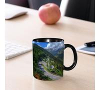 EMCLKS Mug en céramique, 330ml, tasse à thé, tasse cafe, tasse drole, cadeau drole, cadeau homme, mug cafe, Vue extérieure et naturelle du col de la Maloja. Alpes, Suisse, Europe, montagnes, forê