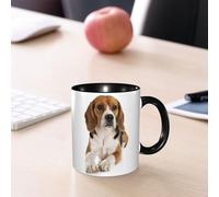 EMCLKS Mug en céramique, 330ml, tasse à thé, tasse cafe, tasse drole, cadeau drole, cadeau homme, mug cafe, Jeune chiot beagle silencieux, animal de compagnie, chasse, chien isolé, faune sauvage,
