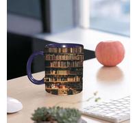 EMCLKS Mug en céramique, 330ml, tasse à thé, tasse cafe, tasse drole, cadeau drole, cadeau homme, mug cafe, étagère de bibliothèque avec des livres, rat de bibliothèque