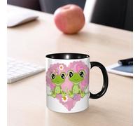 EMCLKS Mug en céramique, 330ml, tasse à thé, tasse cafe, tasse drole, cadeau drole, cadeau homme, mug cafe, Princesse grenouille et prince grenouille et fond en forme