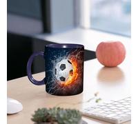 EMCLKS Mug en céramique, 330ml, tasse à thé, tasse cafe, tasse drole, cadeau drole, cadeau homme, mug cafe, Image dynamique de football avec effets d'eau, de feu et d'éclairs, ballon entouré d'él