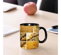 EMCLKS Mug en céramique, 330ml, tasse à thé, tasse cafe, tasse drole, cadeau drole, cadeau homme, mug cafe, Récolte, Collage, Histoire du blé, Différents types de pain, Culture de la boulangerie