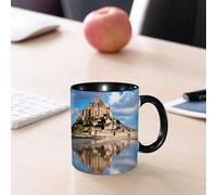 EMCLKS Mug en céramique, 330ml, tasse à thé, tasse cafe, tasse drole, cadeau drole, cadeau homme, mug cafe, Magnifiques vues du célèbre château du Mont-Saint-Michel en Normandie, France