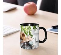 EMCLKS Mug en céramique, 330ml, tasse à thé, tasse cafe, tasse drole, cadeau drole, cadeau homme, mug cafe, Un jet d'eau s'écoulant d'un tube en bambou : concept de spa et de bien-être.