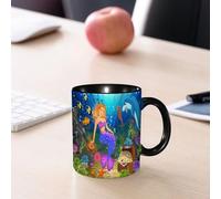 EMCLKS Mug en céramique, 330ml, tasse à thé, tasse cafe, tasse drole, cadeau drole, cadeau homme, mug cafe, sirène assise sur un rocher sous l'eau, entourée de poissons
