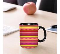 EMCLKS Mug en céramique, 330ml, tasse à thé, tasse cafe, tasse drole, cadeau drole, cadeau homme, mug cafe, Motif mexicain à rayures colorées avec des figures animales abstraites de lézards11