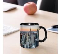 EMCLKS Mug en céramique, 330ml, tasse à thé, tasse cafe, tasse drole, cadeau drole, cadeau homme, mug cafe, New York, Manhattan, crépuscule, horizon, Empire State Building