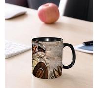 EMCLKS Mug en céramique, 330ml, tasse à thé, tasse cafe, tasse drole, cadeau drole, cadeau homme, mug cafe, Équipement de cowboy et ranch de style western, légende américaine, pistolet rétro dans
