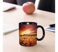 EMCLKS Mug en céramique, 330ml, tasse à thé, tasse cafe, tasse drole, cadeau drole, cadeau homme, mug cafe, Coucher de soleil sur un paysage du centre de l'Australie