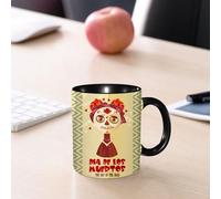 EMCLKS Mug en céramique, 330ml, tasse à thé, tasse cafe, tasse drole, cadeau drole, cadeau homme, mug cafe, Art, une petite fille avec une décoration florale rouge, un maquillage de crâne, le Mex
