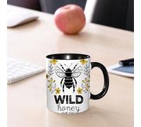 EMCLKS Mug en céramique, 330ml, tasse à thé, tasse cafe, tasse drole, cadeau drole, cadeau homme, mug cafe, Conception d'étiquette pour le miel. Concept d'emballage pour les produits à base de mi