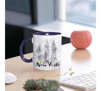 EMCLKS Mug en céramique, 330ml, tasse à thé, tasse cafe, tasse drole, cadeau drole, cadeau homme, mug cafe, Aquarelle, gratte-ciel Empire State Building, une des merveilles américaines