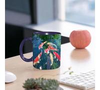 EMCLKS Mug en céramique, 330ml, tasse à thé, tasse cafe, tasse drole, cadeau drole, cadeau homme, mug cafe, Des carpes koï, poissons koï aux couleurs paisibles, se rassemblent dans l'étang luxuri