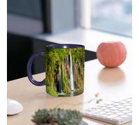 EMCLKS Mug en céramique, 330ml, tasse à thé, tasse cafe, tasse drole, cadeau drole, cadeau homme, mug cafe, Nature, majestueuse cascade se jetant dans la rivière du parc national Fresh
