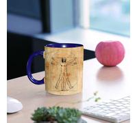 EMCLKS Mug en céramique, 330ml, tasse à thé, tasse cafe, tasse drole, cadeau drole, cadeau homme, mug cafe, Anatomie humaine, Homme de Vitruve médiéval éclosion célèbre italienne