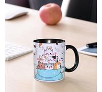 EMCLKS Mug en céramique, 330ml, tasse à thé, tasse cafe, tasse drole, cadeau drole, cadeau homme, mug cafe, Adorables chatons dans des tasses à thé ou à café. Animaux de compagnie heureux, endorm