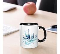 EMCLKS Mug en céramique, 330ml, tasse à thé, tasse cafe, tasse drole, cadeau drole, cadeau homme, mug cafe, Viking, Portrait de drakkars vikings dans des navires de mer en bois brut